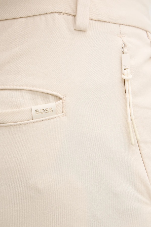 Штани slim fit чоловічі з бавовною BOSS P-Kaiton1-Zip колір бежевий фото 4