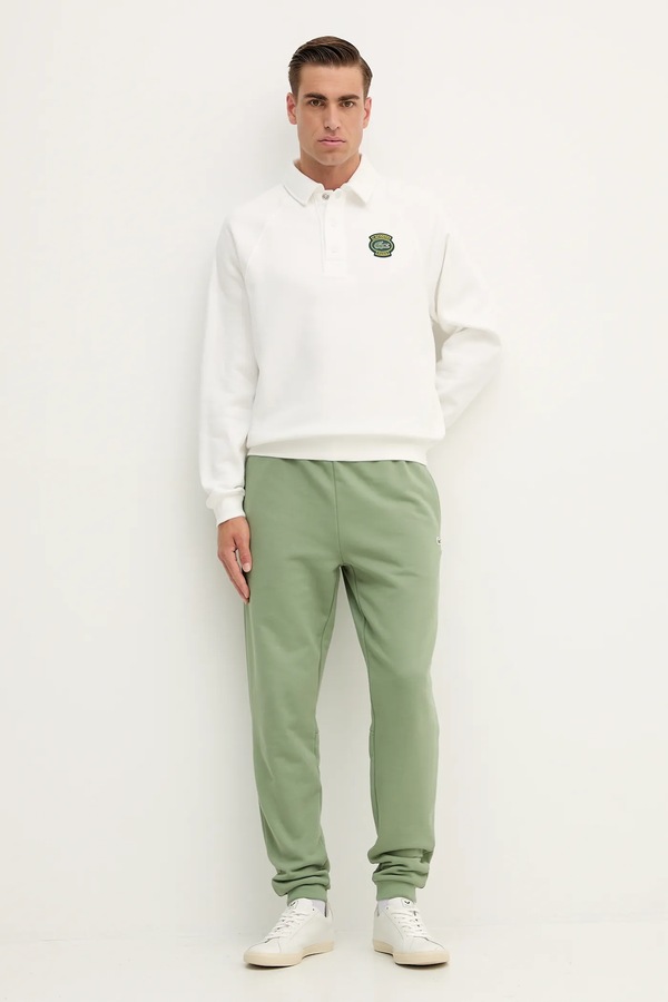 Спортивні штани чоловічі бавовняні Lacoste колір зелений фото 2