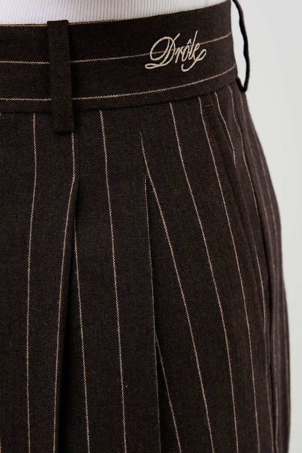 Штани з додаванням вовни Drôle de Monsieur Le Pantalon Pinstripes колір коричневий фото 4