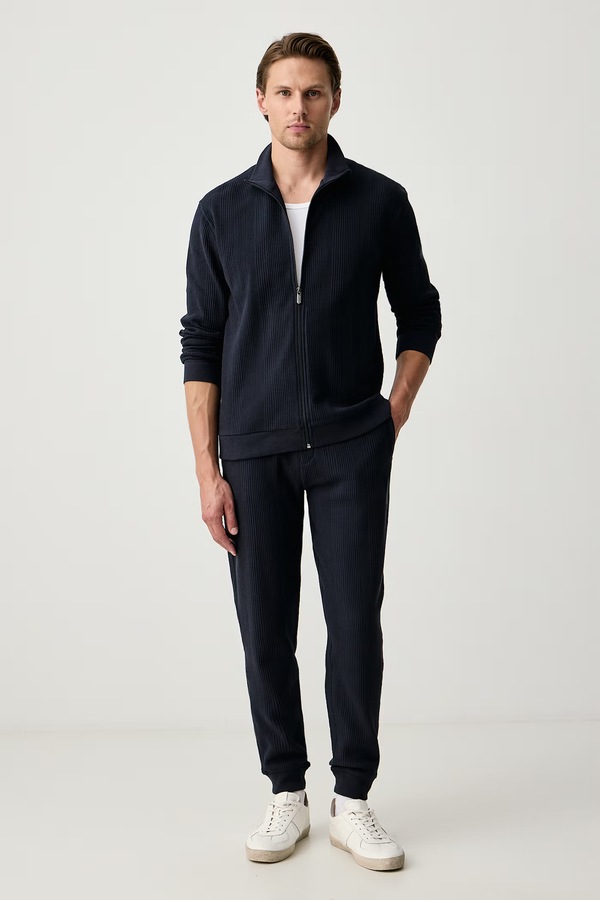 Брюки loungwear мужские с хлопком BOSS Structure Pants цвет темно-синий