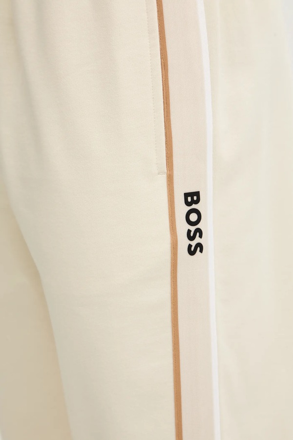 Бавовняні спортивні штани BOSS Iconic Pants колір бежевий фото 4