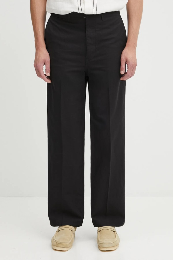Хлопковые брюки Visvim ex wide chino pants цвет черный