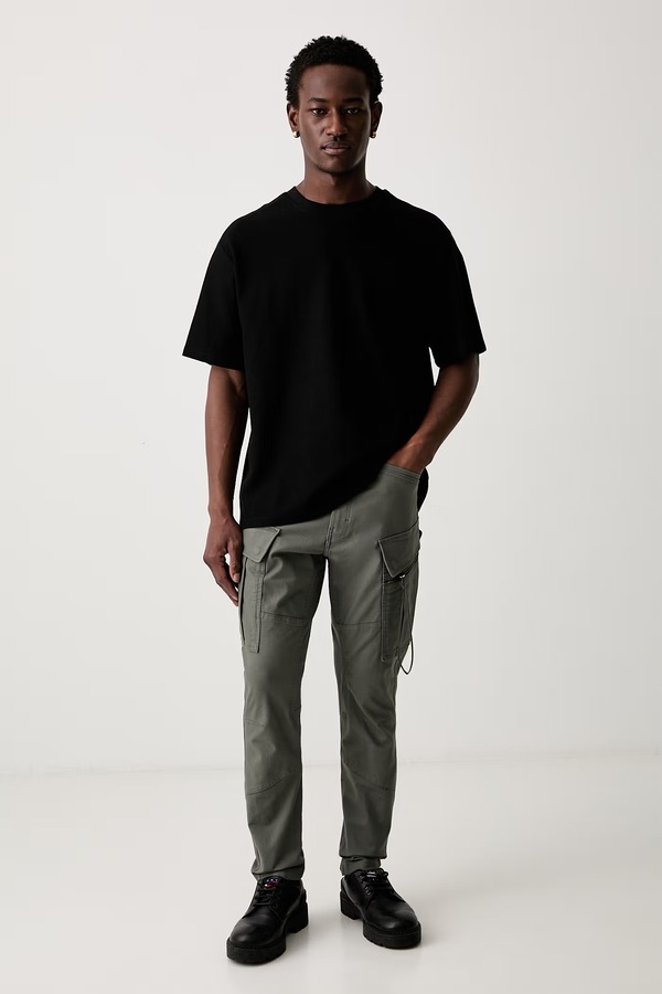Брюки skinny мужские хлопковые с эластаном G-Star Zip Pkt 3D Skinny Cargo 2.0 цвет зеленый
