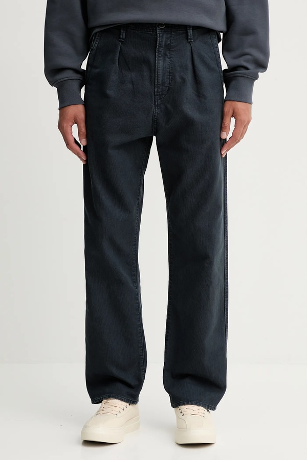 Бавовняні штани G-Star Pleated Chino Relaxed колір синій
