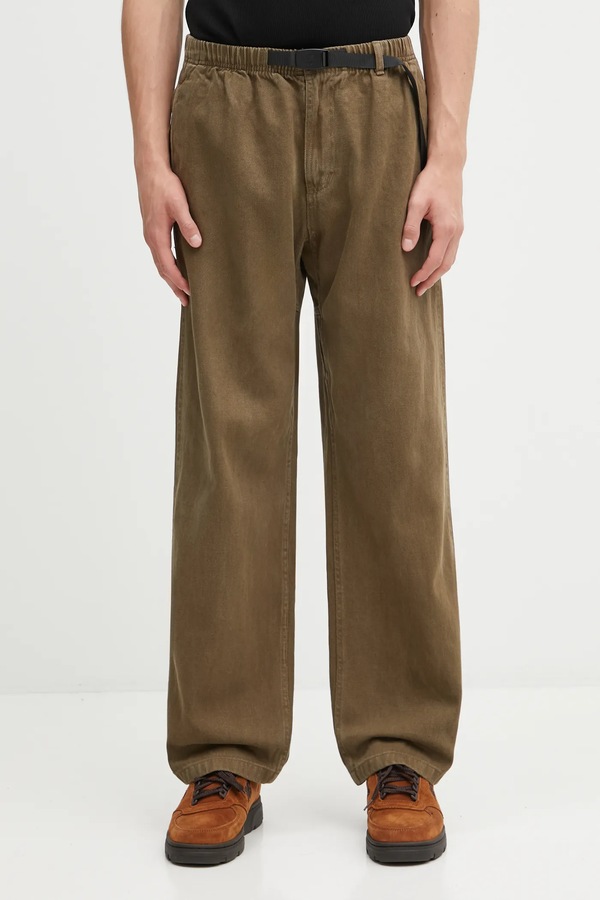 Брюки Gramicci Hemp Straight Fit цвет зеленый