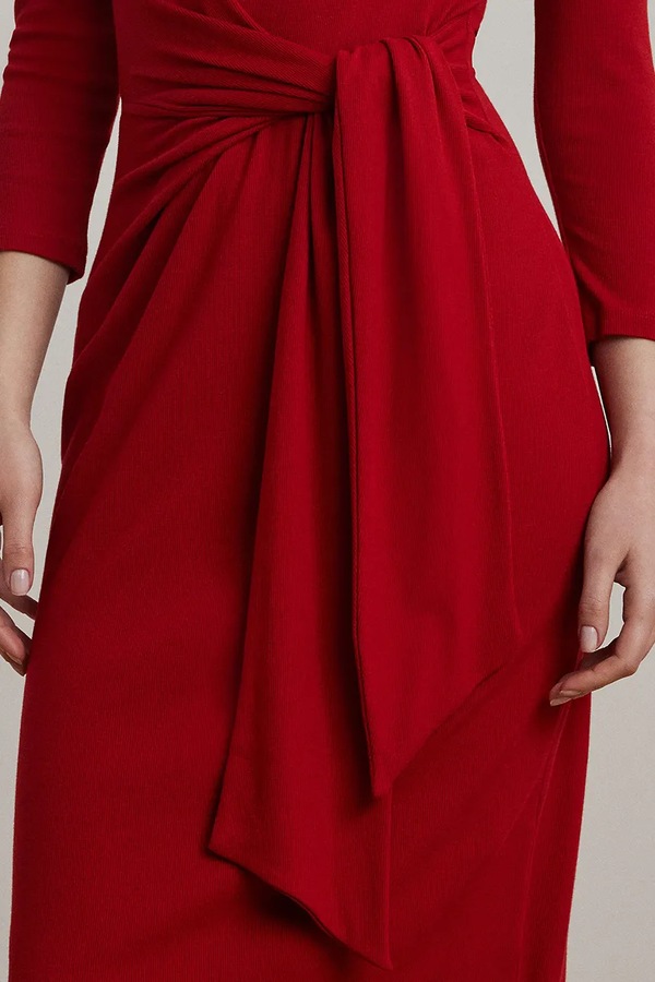 Сукня bodycon з бавовною Lauren Ralph Lauren колір червоний фото 4