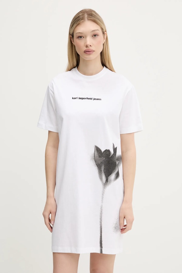 Хлопковая платье Karl Lagerfeld Jeans цвет белый