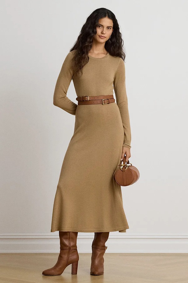 Сукня бавовняна Lauren Ralph Lauren колір коричневий