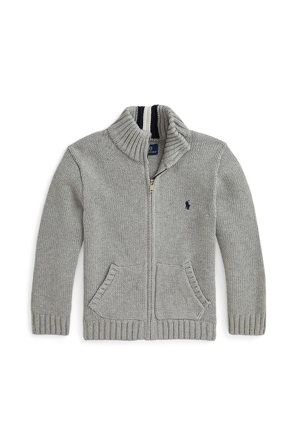 Дитячий бавовняний кардиган Polo Ralph Lauren колір сірий