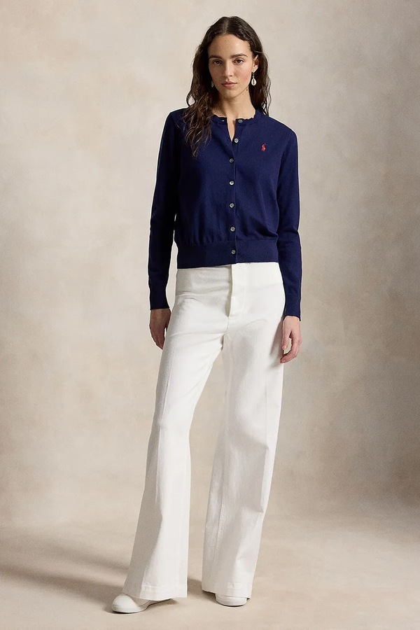 Кардиган женский с хлопком Polo Ralph Lauren цвет темно-синий фото 2