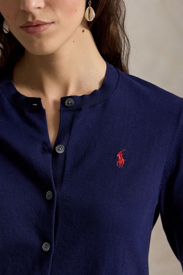 Кардиган жіночий з бавовною Polo Ralph Lauren колір темно-синій фото 4
