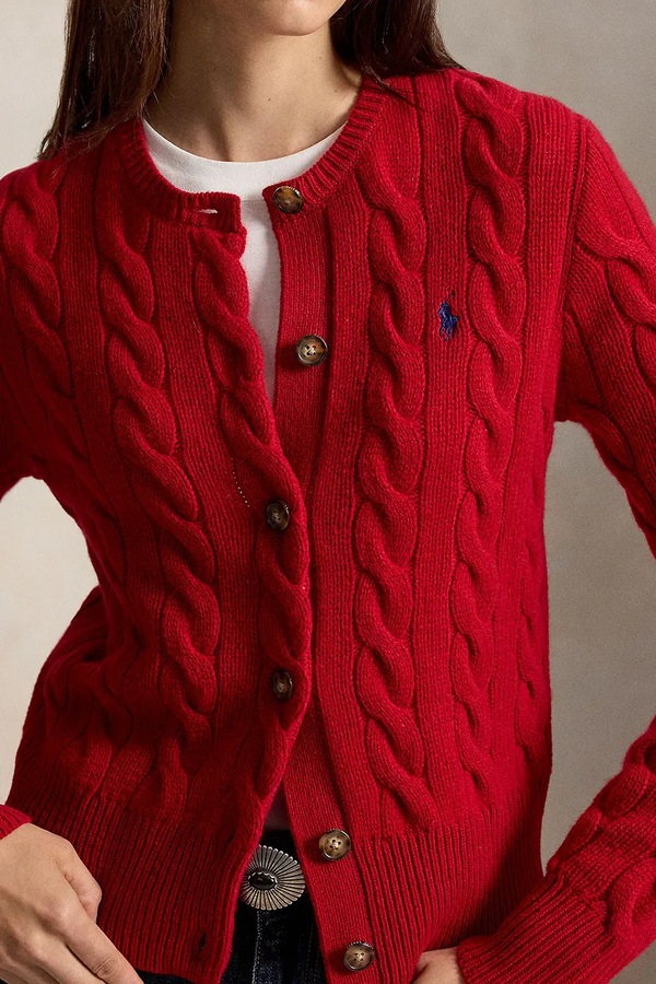 Кардиган жіночий вовняний Polo Ralph Lauren колір червоний фото 4