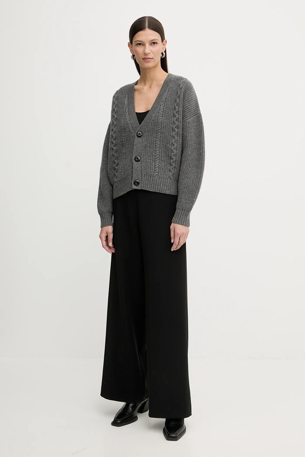 Шерстяной свитер G-Star 0 Cable cropped cardi цвет серый