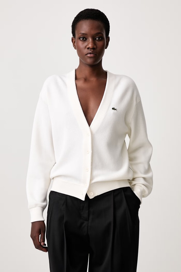 Кардиган жіночий з вовною Lacoste колір бежевий