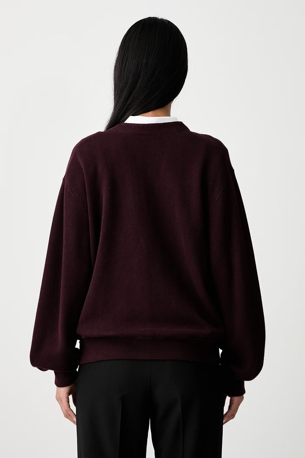 Кардиган женский с шерстью Lacoste цвет бордовый фото 2