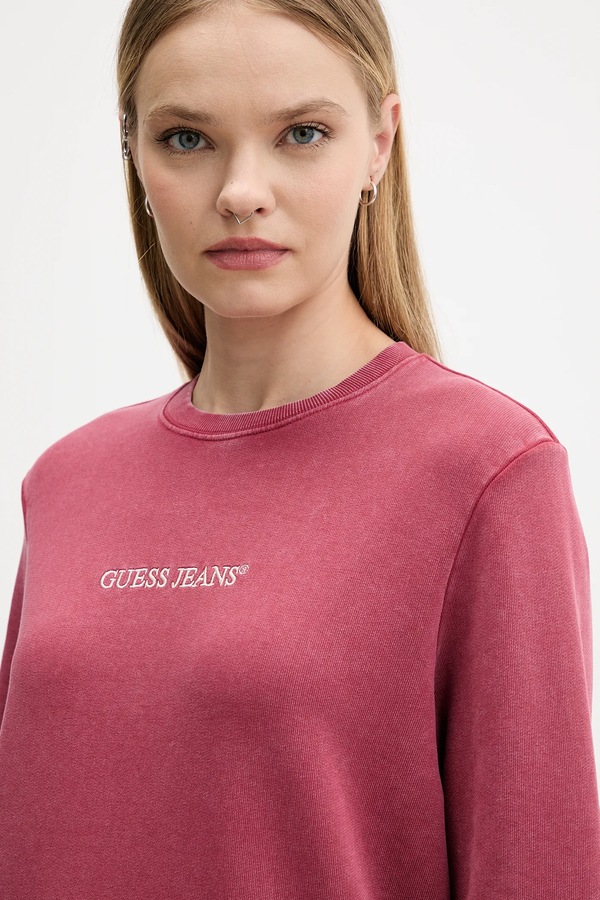 Бавовняна кофта Guess Jeans колір рожевий фото 4