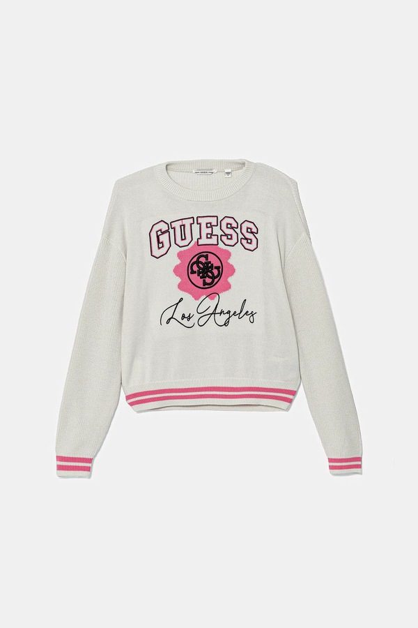 Дитячий светр з домішкою вовни Guess колір бежевий