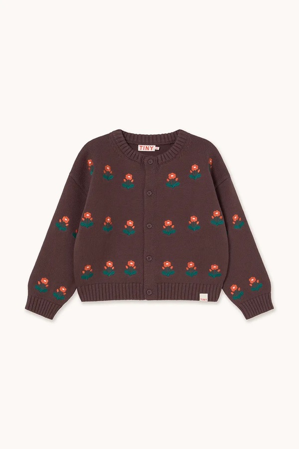 Дитячий кардиган Tinycottons FLOWERS CARDIGAN колір коричневий
