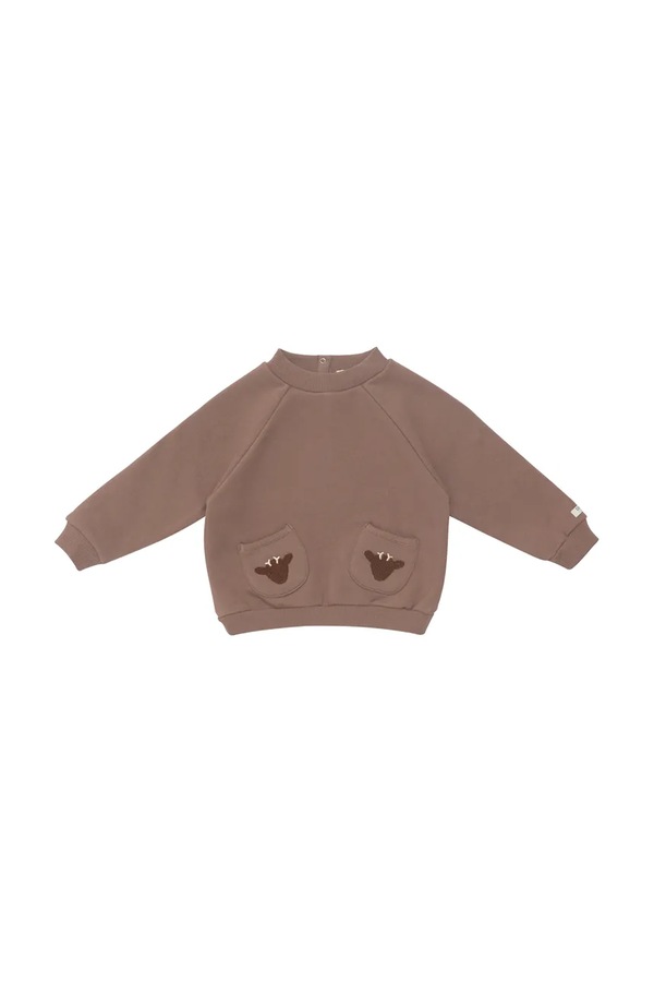 Бавовняна кофта для немовлят Donsje Foppe Sweater Stags колір коричневий