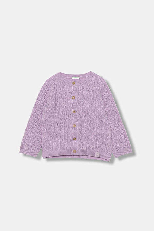 Кардиган для немовлят United Colors of Benetton колір фіолетовий