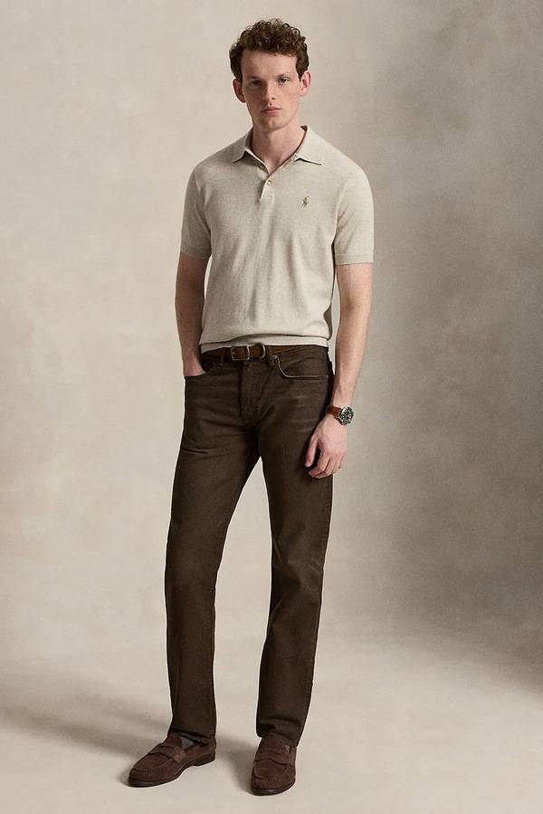 Светр з короткими рукавами чоловічий бавовняний Polo Ralph Lauren колір бежевий фото 2