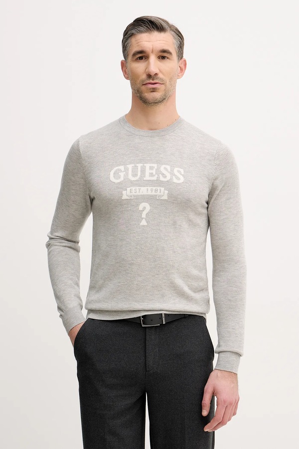 Светр з домішкою шовку Guess HAMMOND колір сірий