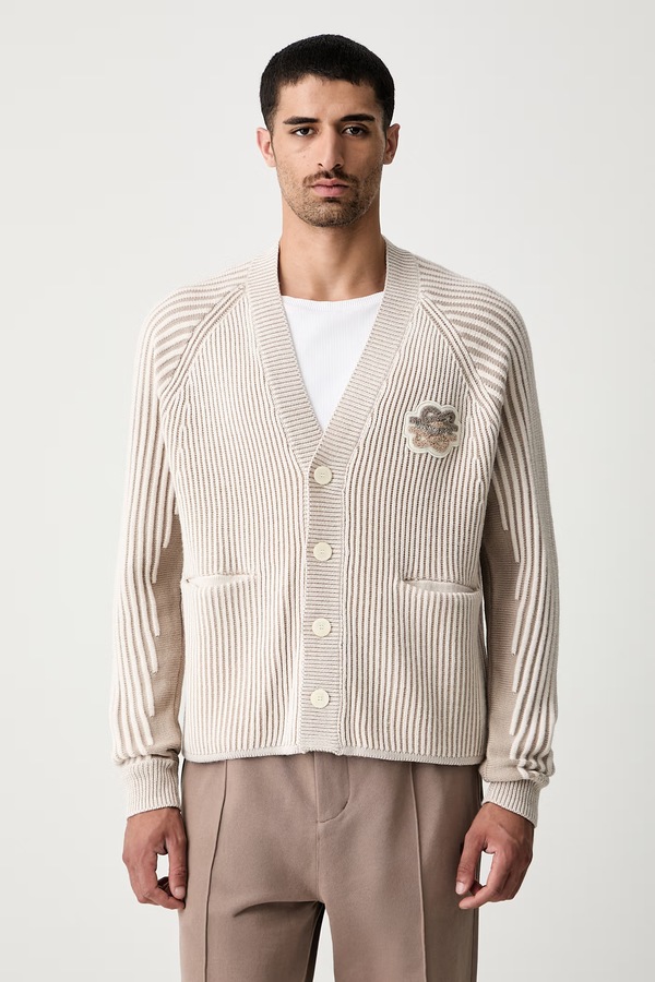 Кардиган чоловічий з додаванням вовни Filling Pieces Knit Cardigan колір бежевий