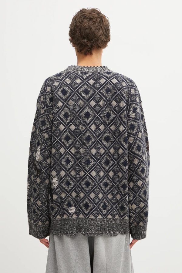 Вовняний кардиган Wales Bonner Sibling Cardigan колір сірий фото 2