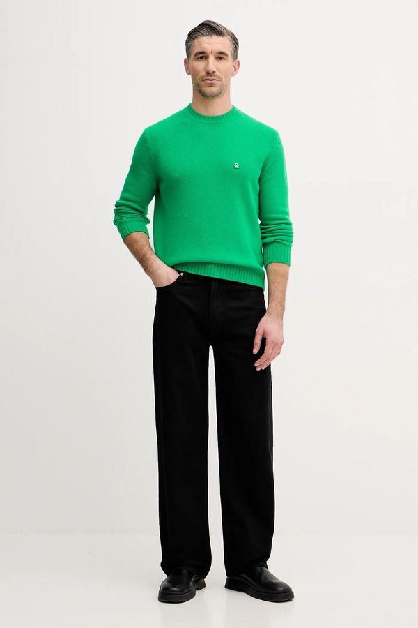 Свитер из добавлением шерсти United Colors of Benetton цвет зеленый