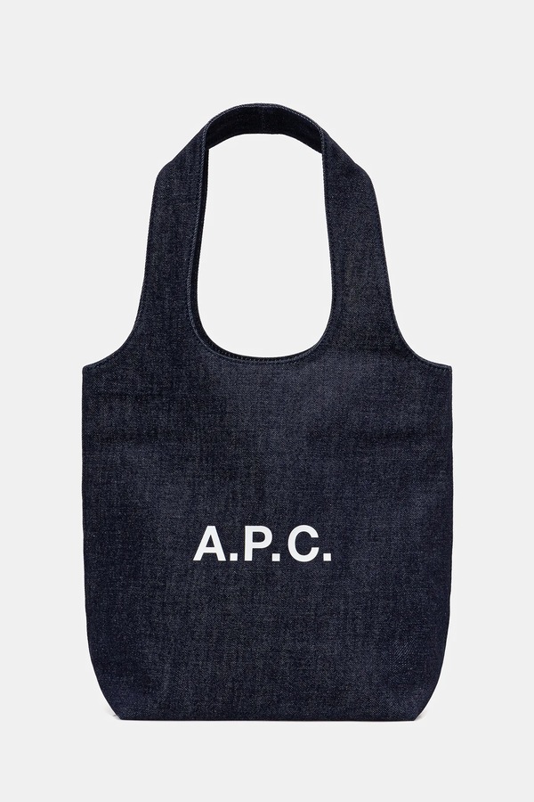 Хлопковая сумка A.P.C. tote ninon small цвет синий