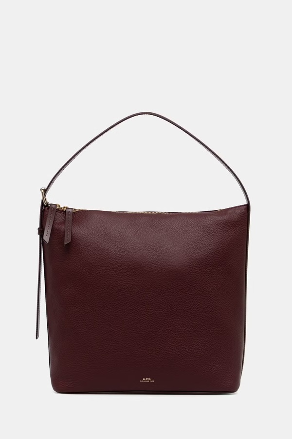 Сумка-тоут женская кожаная A.P.C. sac vera цвет бордовый
