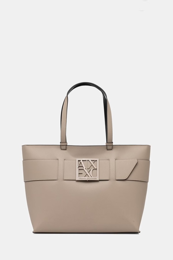 Сумка-шопер жіноча зі штучної шкіри Armani Exchange колір бежевий
