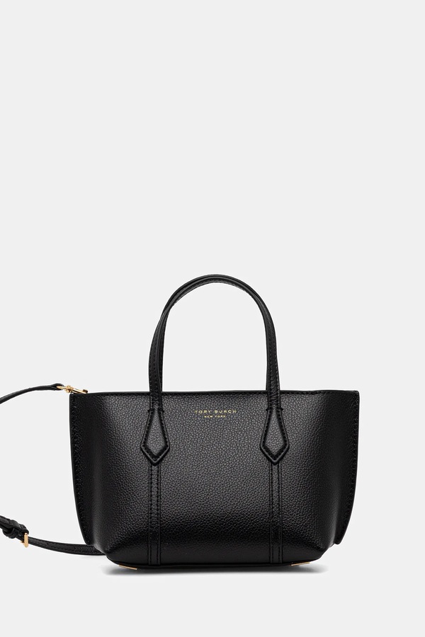 Шкіряна сумочка Tory Burch Perry Mini Tote колір чорний