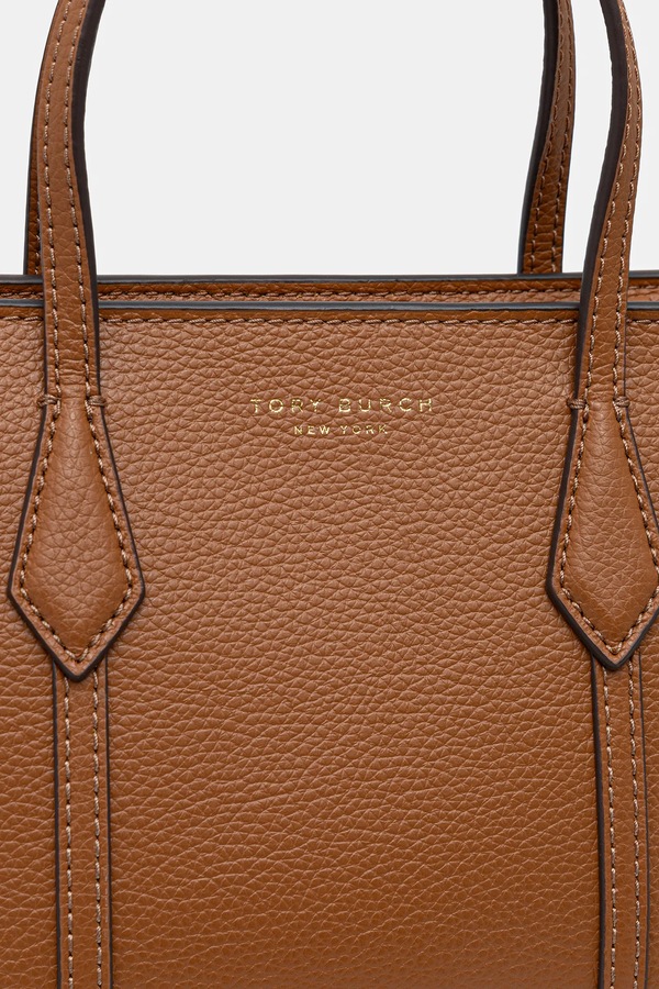 Шкіряна сумочка Tory Burch Perry Mini Tote колір коричневий фото 4