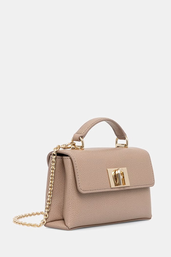 Сумка кросс-боди женская кожаная Furla цвет бежевый