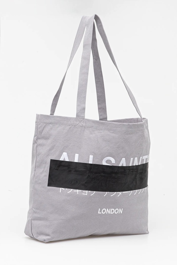 Бавовняна сумка AllSaints REDACT 37 x 37 x 12 cm колір сірий
