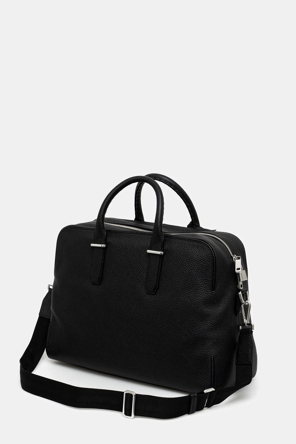 Шкіряна сумка BOSS Madison-B1_Holdall колір чорний фото 2