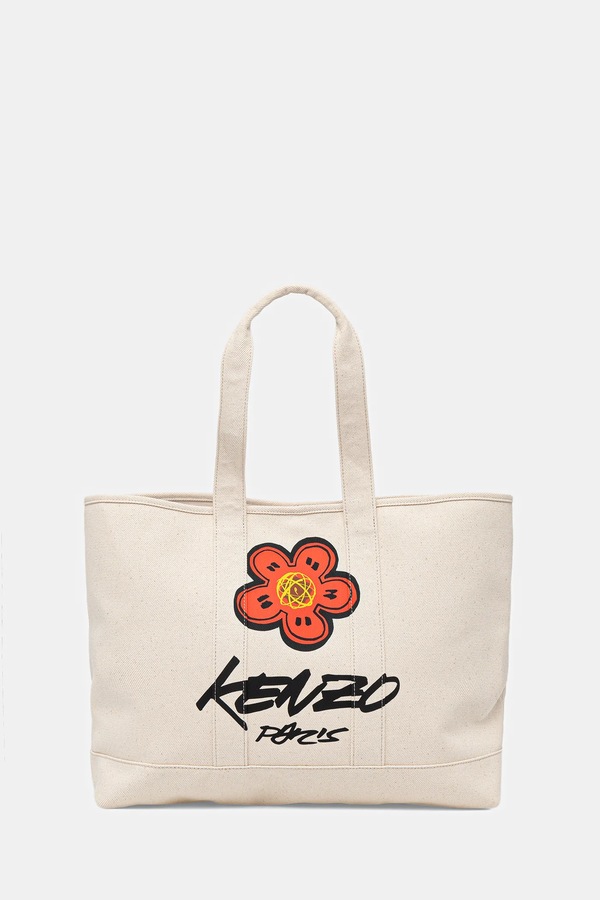 Хлопковая сумка Kenzo 43 x 34 cm цвет бежевый