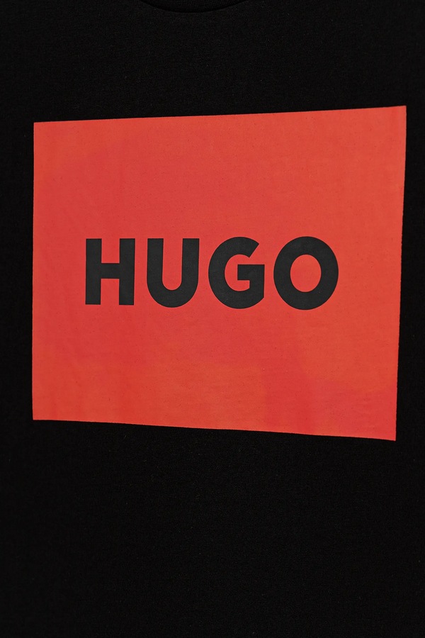 Дитяча бавовняна футболка HUGO колір чорний фото 2