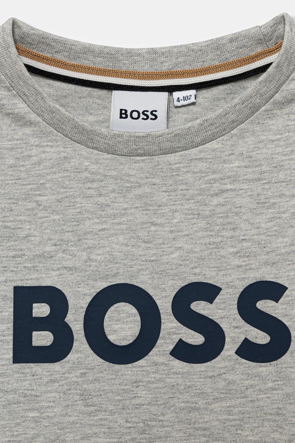 Дитяча бавовняна футболка BOSS колір сірий фото 2