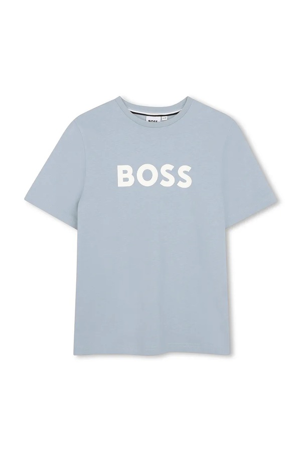 Футболка детская хлопковая BOSS цвет голубой