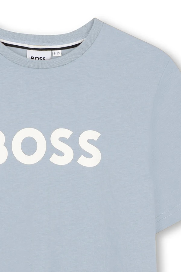 Футболка детская хлопковая BOSS цвет голубой фото 2