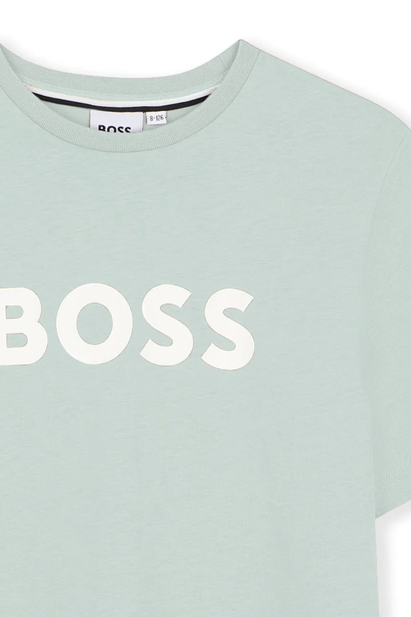 Футболка дитяча бавовняна BOSS колір бірюзовий фото 2