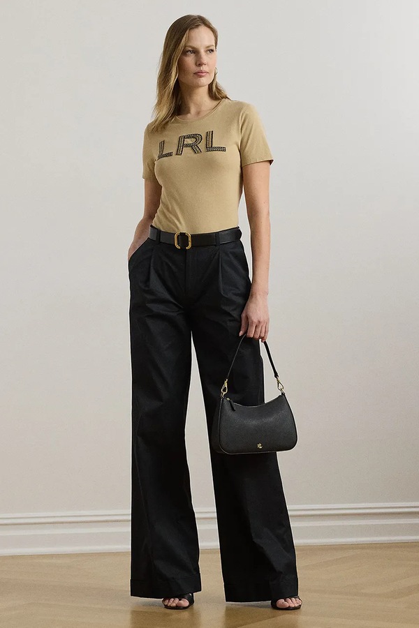 Хлопковая футболка Lauren Ralph Lauren цвет бежевый фото 2