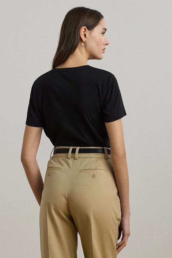 Хлопковая футболка Lauren Ralph Lauren цвет черный
