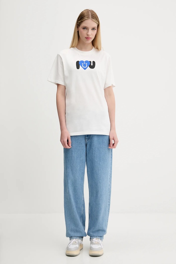 Хлопковая футболка HUGO Blue Vintage Tee_B_5 цвет белый