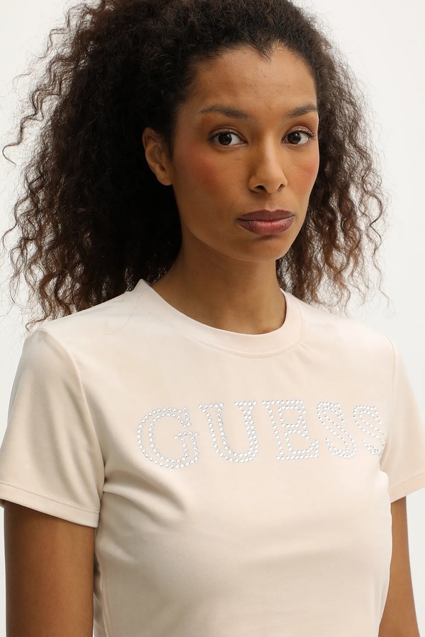 Дитяча футболка Guess COUTURE колір бежевий фото 4