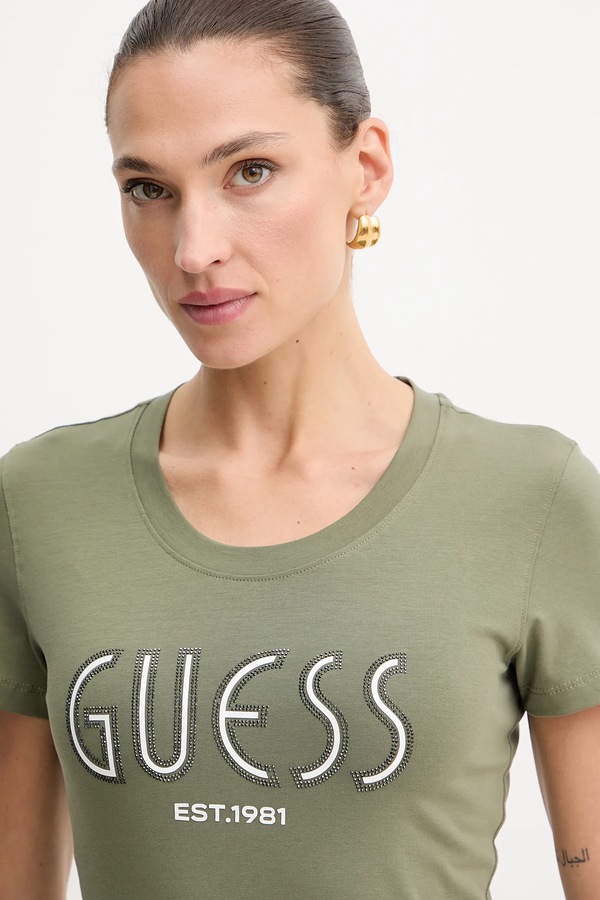 Футболка Guess колір зелений фото 4