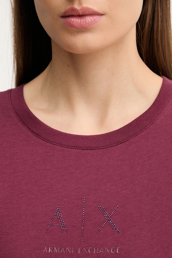 Бавовняна футболка Armani Exchange колір бордовий фото 4
