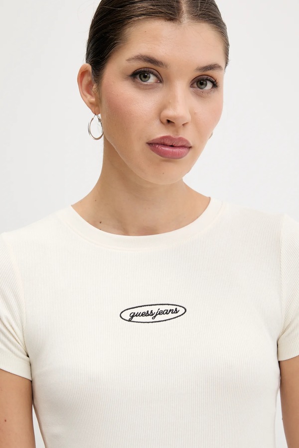 Футболка Guess Jeans колір бежевий фото 4